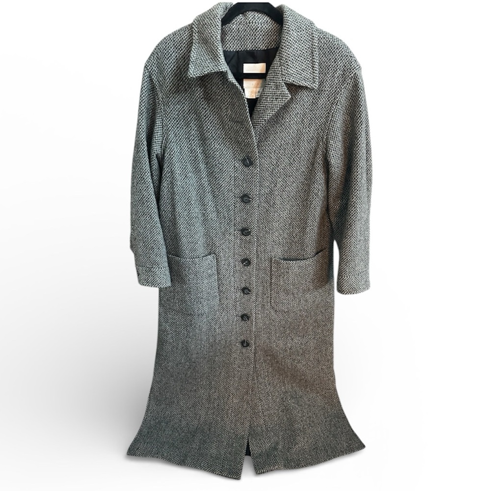 J.Jill Vintage Herringbone Long Button Front Coat